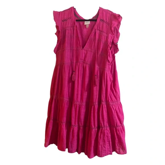 Knox Rose Hot Pink Ruffle Sleeve Tiered Dress | Size 2X - Picture 2 of 6